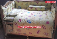 Chăn ga gối quây cũi trẻ em con giống màu vàng chanh cute